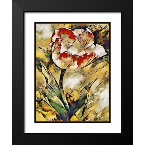 Tulip other way Black Modern Wood Framed Art Print with Double Matting by Medeiros, Celito