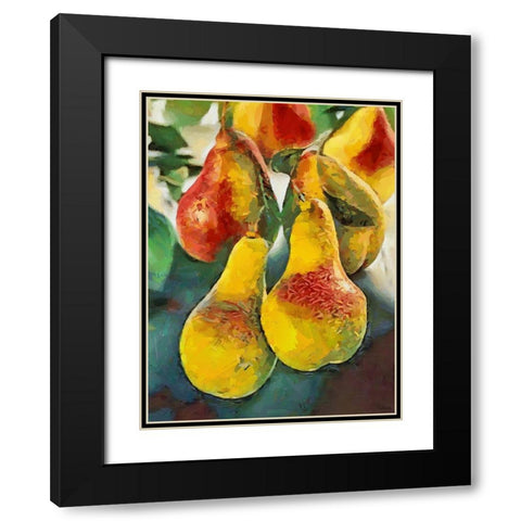 Pears Black Modern Wood Framed Art Print with Double Matting by Medeiros, Celito