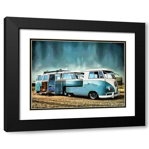 Good Old VW Van V Black Modern Wood Framed Art Print with Double Matting by Medeiros, Celito