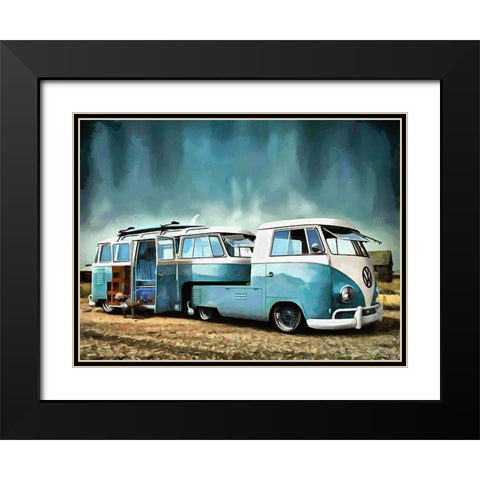 Good Old VW Van V Black Modern Wood Framed Art Print with Double Matting by Medeiros, Celito
