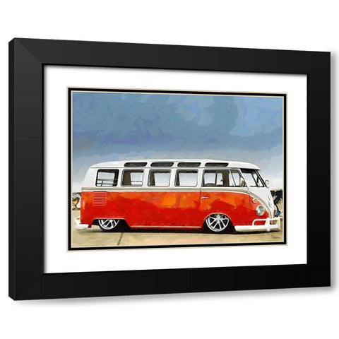 Good Old VW Van XIII Black Modern Wood Framed Art Print with Double Matting by Medeiros, Celito