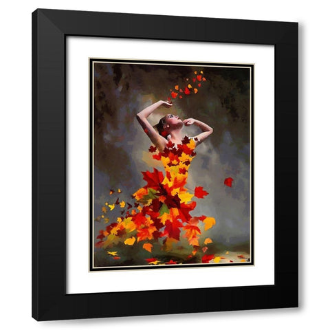 Girl made from Leaves Black Modern Wood Framed Art Print with Double Matting by Medeiros, Celito