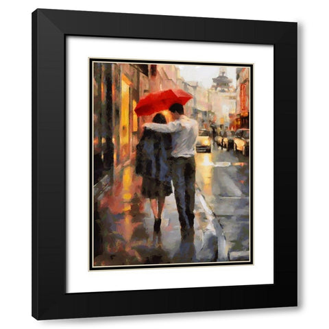 A Walk in Paris Black Modern Wood Framed Art Print with Double Matting by Medeiros, Celito