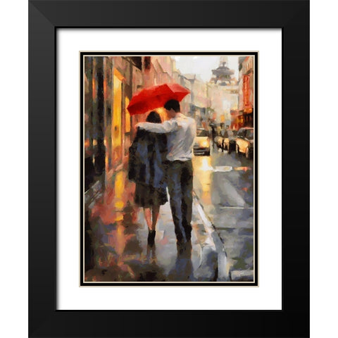 A Walk in Paris Black Modern Wood Framed Art Print with Double Matting by Medeiros, Celito