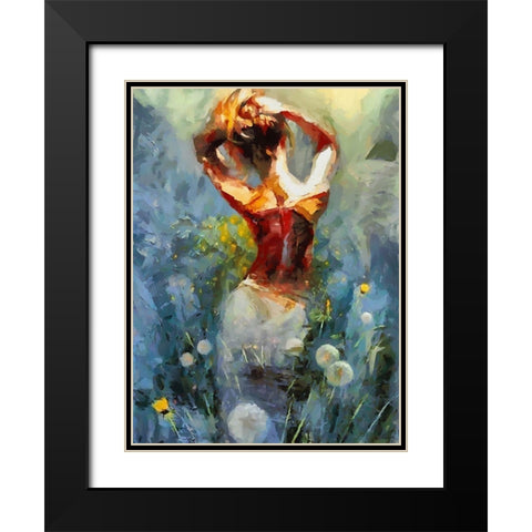 Girl from Behind Black Modern Wood Framed Art Print with Double Matting by Medeiros, Celito