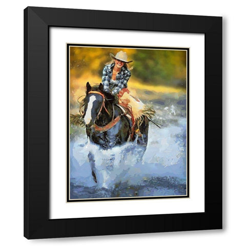 Horse Riding I Black Modern Wood Framed Art Print with Double Matting by Medeiros, Celito
