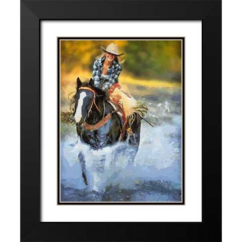 Horse Riding I Black Modern Wood Framed Art Print with Double Matting by Medeiros, Celito