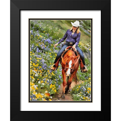 Horse Riding II Black Modern Wood Framed Art Print with Double Matting by Medeiros, Celito