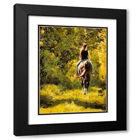 Horse Riding III Black Modern Wood Framed Art Print with Double Matting by Medeiros, Celito