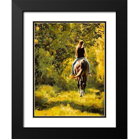 Horse Riding III Black Modern Wood Framed Art Print with Double Matting by Medeiros, Celito