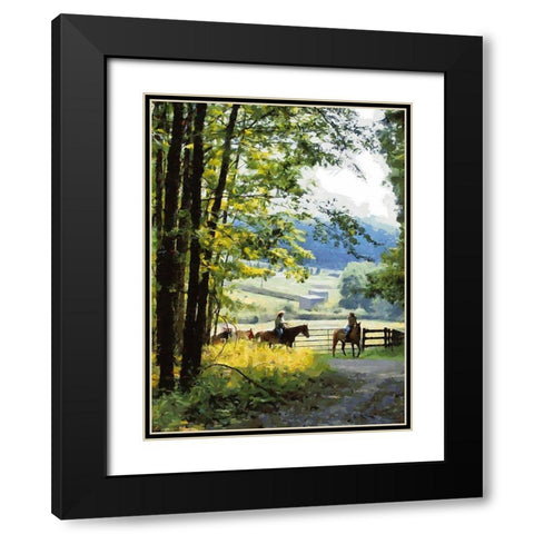Horse Riding V Black Modern Wood Framed Art Print with Double Matting by Medeiros, Celito