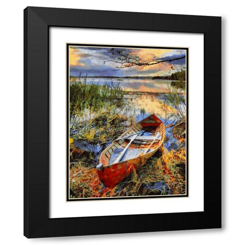 Old Boat II Black Modern Wood Framed Art Print with Double Matting by Medeiros, Celito