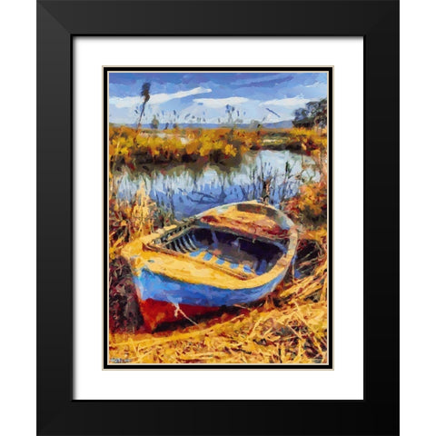 Old Boat V Black Modern Wood Framed Art Print with Double Matting by Medeiros, Celito