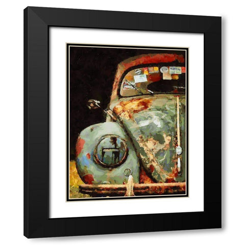 Rusty Beatle Black Modern Wood Framed Art Print with Double Matting by Medeiros, Celito