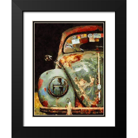 Rusty Beatle Black Modern Wood Framed Art Print with Double Matting by Medeiros, Celito