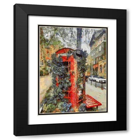 Old Telephone Box in London Black Modern Wood Framed Art Print with Double Matting by Medeiros, Celito