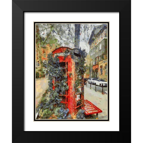 Old Telephone Box in London Black Modern Wood Framed Art Print with Double Matting by Medeiros, Celito