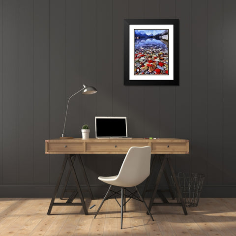 Pebbles by the Lake Black Modern Wood Framed Art Print with Double Matting by Medeiros, Celito