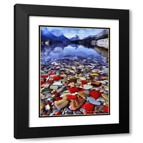 Pebbles by the Lake Black Modern Wood Framed Art Print with Double Matting by Medeiros, Celito