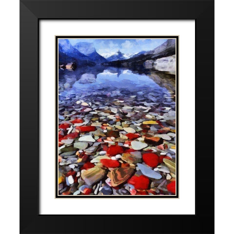 Pebbles by the Lake Black Modern Wood Framed Art Print with Double Matting by Medeiros, Celito