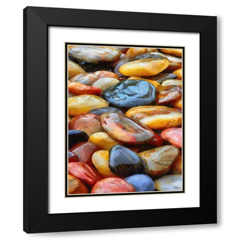 Colorful Pebbles Black Modern Wood Framed Art Print with Double Matting by Medeiros, Celito