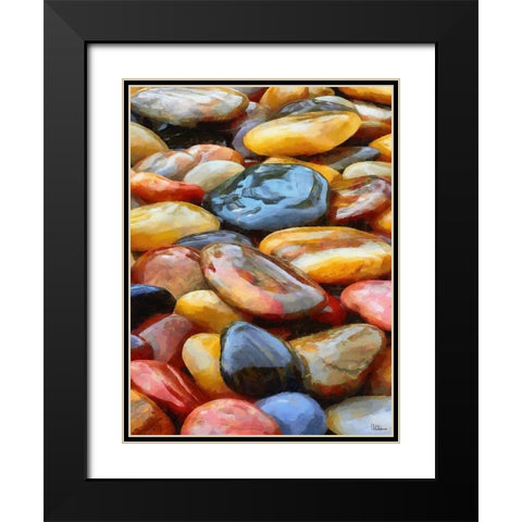 Colorful Pebbles Black Modern Wood Framed Art Print with Double Matting by Medeiros, Celito