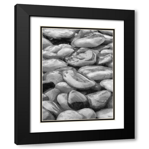 Pebbles BW Black Modern Wood Framed Art Print with Double Matting by Medeiros, Celito