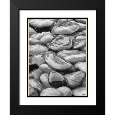 Pebbles BW Black Modern Wood Framed Art Print with Double Matting by Medeiros, Celito