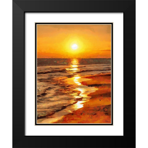Sunset over the Beach Black Modern Wood Framed Art Print with Double Matting by Medeiros, Celito