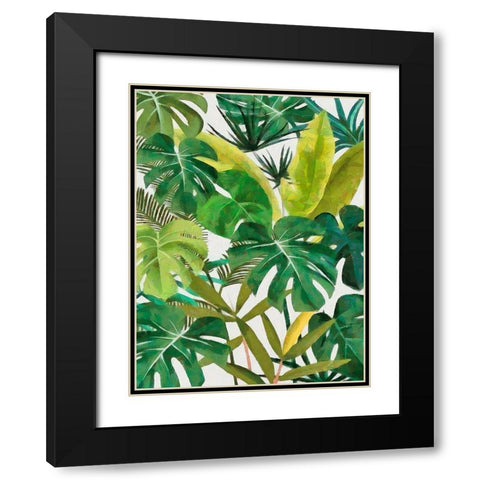 Tropical Leaves I Black Modern Wood Framed Art Print with Double Matting by Medeiros, Celito