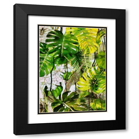 Tropical Leaves II Black Modern Wood Framed Art Print with Double Matting by Medeiros, Celito