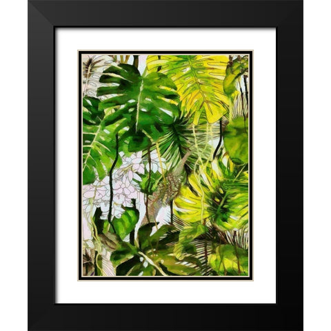 Tropical Leaves II Black Modern Wood Framed Art Print with Double Matting by Medeiros, Celito