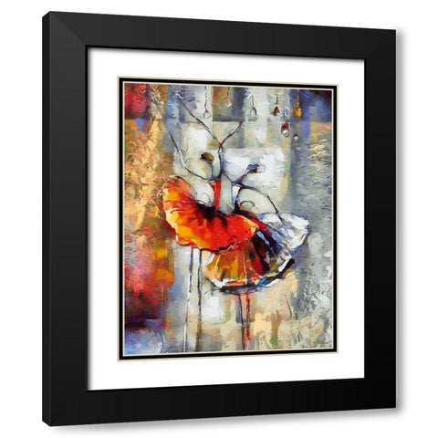 Dancers in Orange Dress II Black Modern Wood Framed Art Print with Double Matting by Medeiros, Celito
