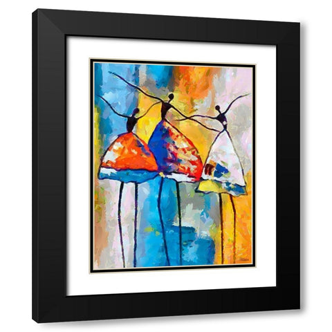 Dancers in Orange Dress III Black Modern Wood Framed Art Print with Double Matting by Medeiros, Celito