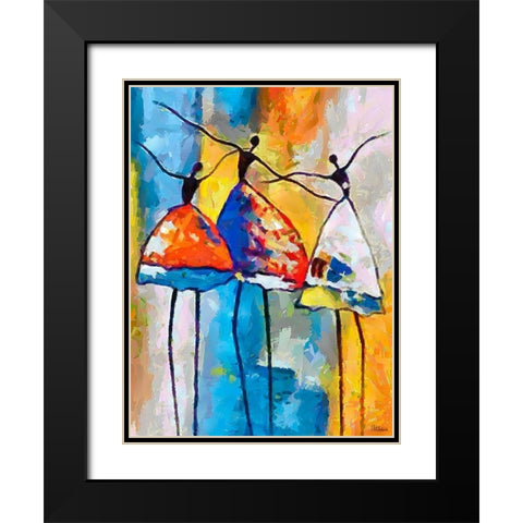 Dancers in Orange Dress III Black Modern Wood Framed Art Print with Double Matting by Medeiros, Celito