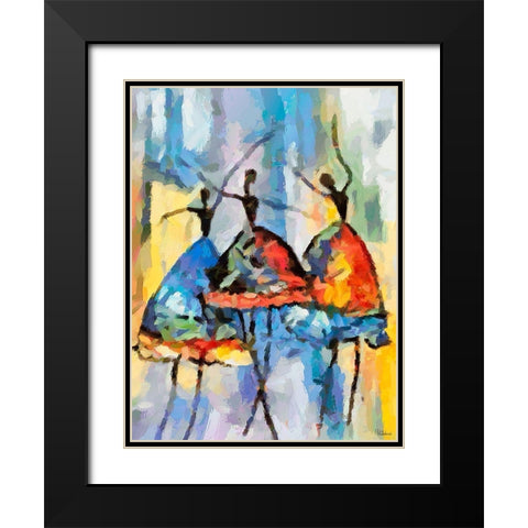 Dancers in Orange Dress IV Black Modern Wood Framed Art Print with Double Matting by Medeiros, Celito