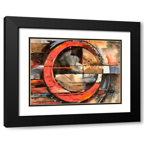 Red Wheel Black Modern Wood Framed Art Print with Double Matting by Medeiros, Celito