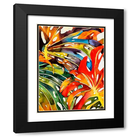 Tropical Leaves III Black Modern Wood Framed Art Print with Double Matting by Medeiros, Celito