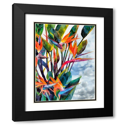 Tropical Leaves V Black Modern Wood Framed Art Print with Double Matting by Medeiros, Celito