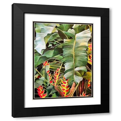 Tropical Leaves X Black Modern Wood Framed Art Print with Double Matting by Medeiros, Celito