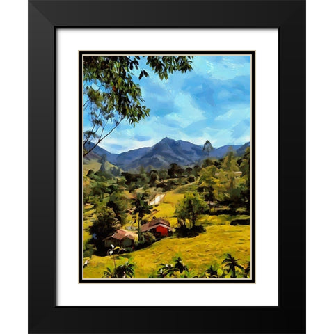 Village in the Mountains Black Modern Wood Framed Art Print with Double Matting by Medeiros, Celito