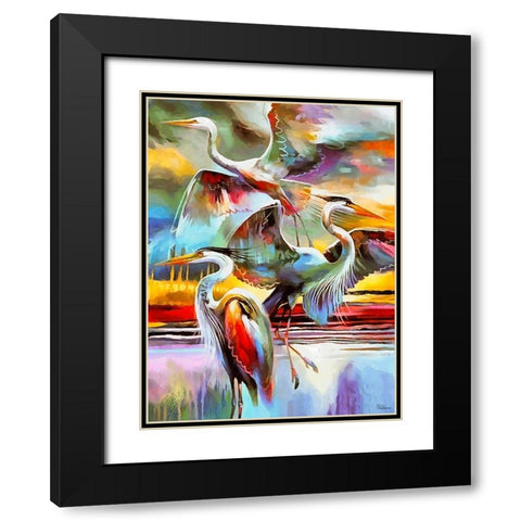 Fly Flamingo I Black Modern Wood Framed Art Print with Double Matting by Medeiros, Celito