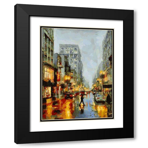 City Life VIII Black Modern Wood Framed Art Print with Double Matting by Medeiros, Celito