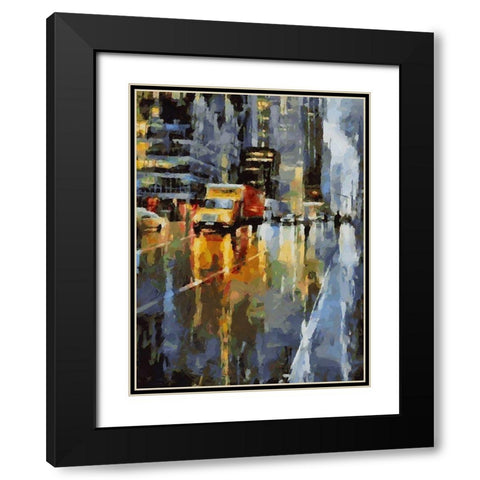City Life XIV Black Modern Wood Framed Art Print with Double Matting by Medeiros, Celito
