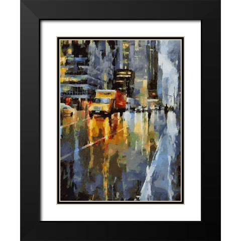 City Life XIV Black Modern Wood Framed Art Print with Double Matting by Medeiros, Celito