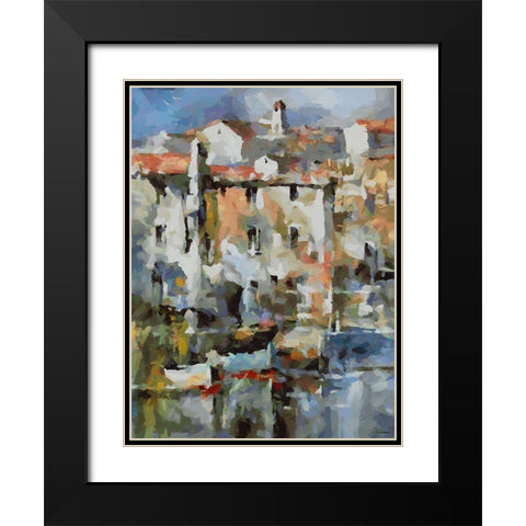 Boats in Harbour III Black Modern Wood Framed Art Print with Double Matting by Medeiros, Celito
