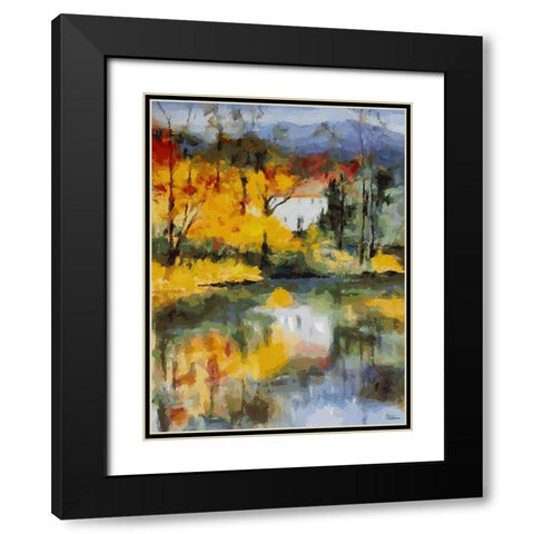 Small Castel by Lake Black Modern Wood Framed Art Print with Double Matting by Medeiros, Celito