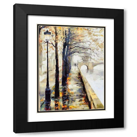 Sidewalk by River Black Modern Wood Framed Art Print with Double Matting by Medeiros, Celito