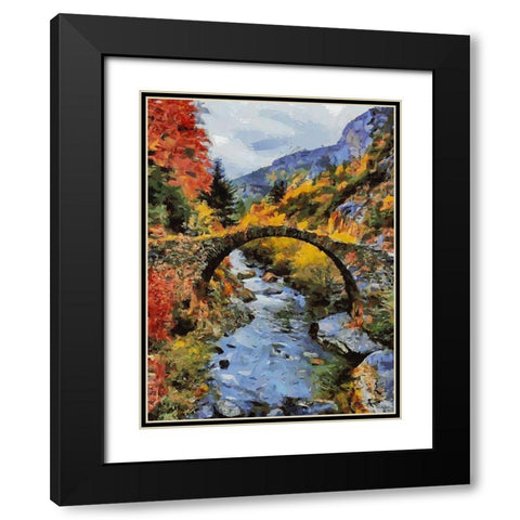 Stream in Autumn VII Black Modern Wood Framed Art Print with Double Matting by Medeiros, Celito