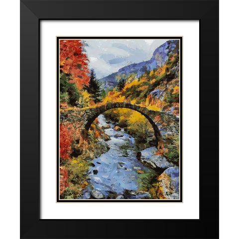 Stream in Autumn VII Black Modern Wood Framed Art Print with Double Matting by Medeiros, Celito